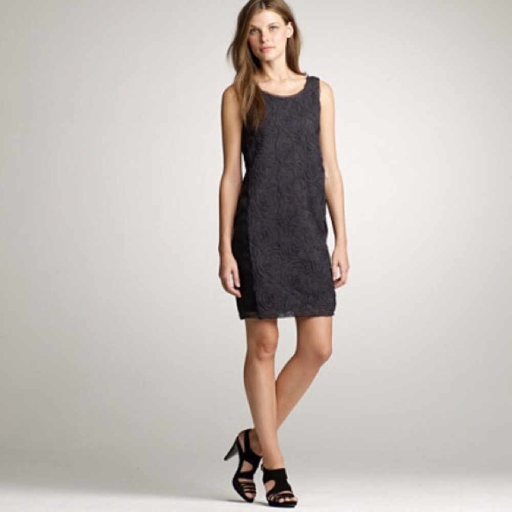 J. Crew 100% Silk Tulle Blossom Sleeveless Dress in Dark Grey / Black Minimalist